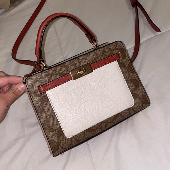 Coach Mini Lane Top Handle in color block signature canvas - Picture 6 of 7